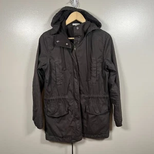 James Perse Hooded Utility Jacket Size 1 US Small Brown Travel Casual Minimal - Picture 1 of 11