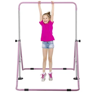 Folding Gymnastic Training Kip Bar Junior Expandable Horizontal Monkey Bar Pink - Picture 1 of 24
