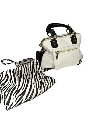 Linea Pelle Dylan Large Speedy Leather Satchel/Crossbody  Black & White 14x10x5 - Image 1 of 4