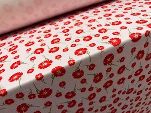 Scuba Crepe Stretch Spandex Jersey Fabric, Per Metre - Poppy Flower Print - Pink - Picture 1 of 3
