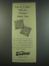 1949 Weston's Biscuits Ad - Lots in a name - when it's Weston's Dainty Fare