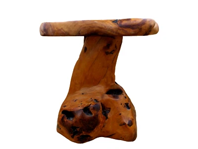 Vintage Hand Carved Large Wooden Stand Stool / Side Table Maple Burl - Image 1 of 4