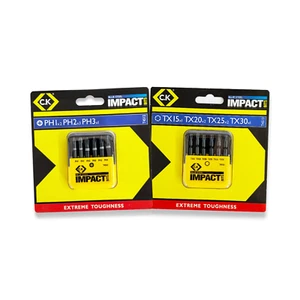 CK Tools Blue Steel Impact Drill Bit Set 6PC PH Phillips, PZ Pozi Or TX Torx - Picture 1 of 9