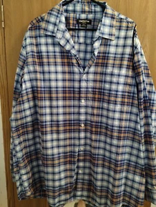 Claiborne Blue & Gold Plaid Long Sleeve Button Up Shirt Mens Size 2XLT Big Tall - Picture 1 of 5