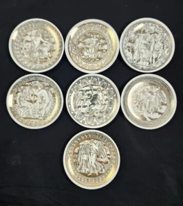 7er Set Vintage Porzellan Fornasetti Italien Mitologia Gold 4 in Tellern Untersetzer - Bild 1 von 7