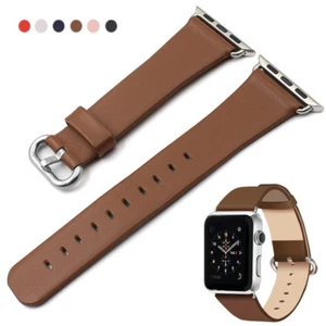 Soft Genuine Leather Strap Band for Apple Watch 10 9 8 7 SE 44/41/45/42/46/49mm - Picture 1 of 13