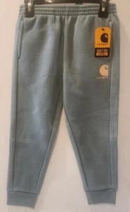 Carhartt Kids Girls Sixe 5 Green Patina Fleece Sweatpants Pink Logo New - Picture 1 of 4