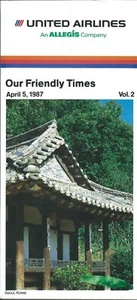 Horario de Aerolínea - United - 05/04/87 - Cubierta Pagoda Seúl Corea - Imagen 1 de 1