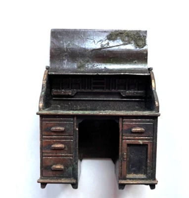 Escritorio miniatura para casa de muñecas metal fundido a presión tapa enrollable abre Durham Industries Foto 1 de 4