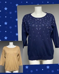 PLUS SIZES 22 24 26 28 AND 12 14Ex Bonmarche Ladies Stud Effect Fine Knit Jumper - Picture 1 of 14