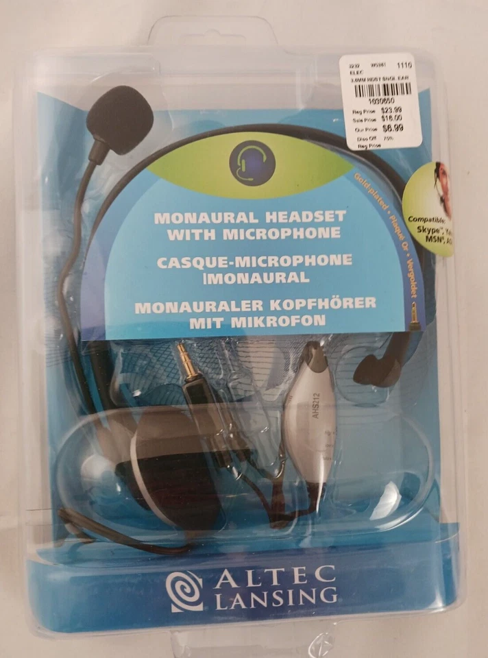NEW Altec Lansing Stereo Headset Microphone Headband Gaming Video Conference - Image 1 of 4