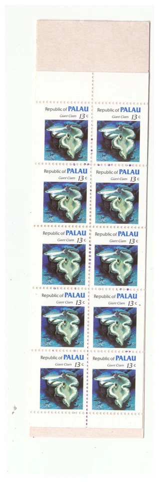 PALAU SC.13a GIANT CLAM BOOKLET PANE 10 MNH EV2 - Image 1 of 1