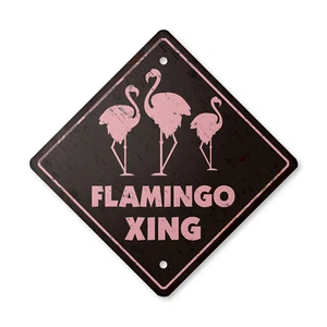 Flamingo Vintage Crossing Sign Xing Plastic Rustic flamingos bird collector Flor - Picture 1 of 4