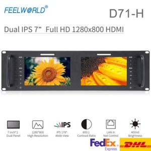 Feelworld D71-H Monitor 7" Dual IPS on Camera DSLR 3RU HDMI 2 Screens Broadcast - Picture 1 of 6