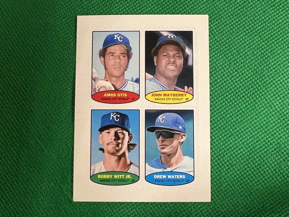 Paneles de estampillas de béisbol 2023 Topps Heritage '74 Otis Mayberry Bobby Witt Jr. Foto 1 de 1