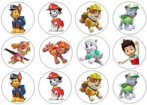 12 Paw Patrol Edible Wafer Cupcake Toppers Kids Birthday Party Cake Decorations - Picture 1 of 1