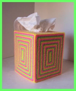 GELB NEONGRÜN PINK KINDERZIMMER HANDGEFERTIGT KUNSTSTOFF LEINWAND TASCHENTUCH BOX ABDECKUNG TOPPER - Bild 1 von 1