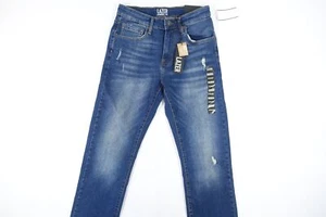 LAZER FADED DISTRESSED BLUE 30X30 STRAIGHT FIT STRETCH JEANS MENS NWT NEW - Picture 1 of 11