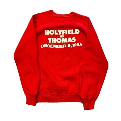 VTG 1988 EVANDER HOLYFIELD VS THOMAS BOXING SWEATSHIRT CAESARS PULLOVER RED Cover