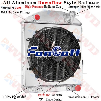 Kit de ventilador de cubierta de radiador de 4 filas para motor Chevy Ford Modelo T 1917-27 1920 Foto 1 de 4