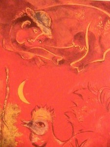 1944 Marc Chagall "At Cockcrow" Post Card 6.3 x 4.5 Small Modern Art Print