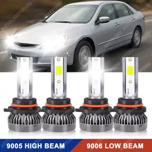 For Honda Accord 2003-2007 LED Headlight 4 Bulbs White High/Low Beam 9005 9006 - Picture 1 of 13