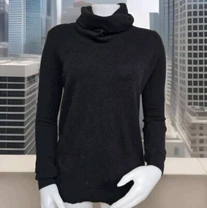Theory Andrian Royal Cashmere Sweater Womens Petite Black Turtleneck Pockets - Picture 1 of 10
