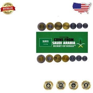 Bimetallic Saudi Arabian 7 Coin Set - 2016 Halalas and Riyals - Investment Value - Picture 1 of 2