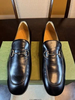New Gucci Horsebit Logo Black Leather Loafers Slip On Shoes UK 13 / US 13.5 - Image 1 of 4