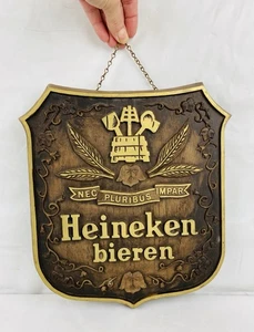 Vintage Imported Heineken Beer Bieren Faux Wood Plaque Bar Wall Sign Bar Decor - Picture 1 of 7
