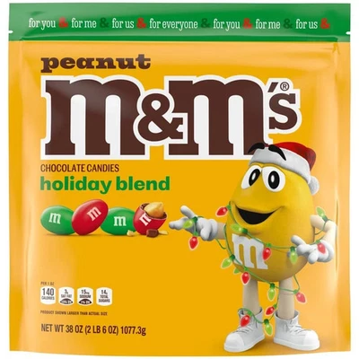 Caramelo de Navidad M&M'S Holiday Peanut Milk Chocolate, tamaño fiesta, 38 oz Foto 1 de 4