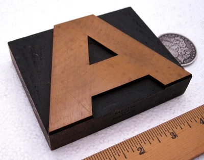 Letterpress madera vintage tipo 3 3/8" UC A. Impresionante carta antigua! Foto 1 de 4