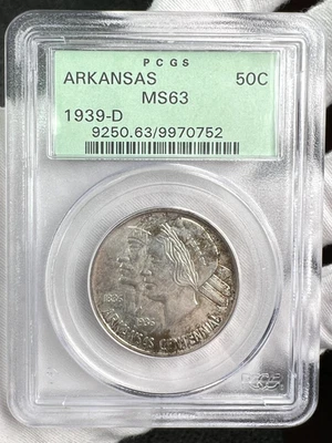1939-D Arkansas 50C Classic Commemorative Half Dollar PCGS MS63 Silver Coin OGH - Image 1 of 4