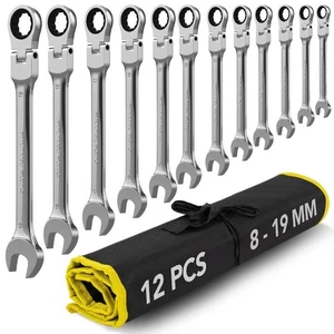 Flexible Kombination Ratschenschlüssel Werkzeug Set 8-19mm 180° Flex Kopf 12tlg Set .. - Bild 1 von 7