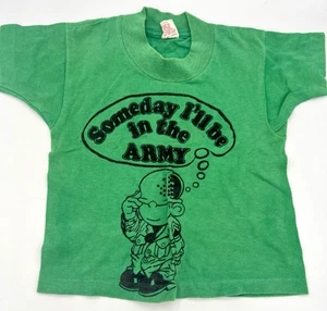 Vintage ‘some Day I’ll Be In The Army’ Artex Kids Green Sz Xs (2-4) T-Shirt - Picture 1 of 4