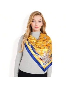 Quadratische Damen-Satinschals im Vintage-Stil mit lebendigen Mustern und auffälligem Fea - Bild 1 von 20