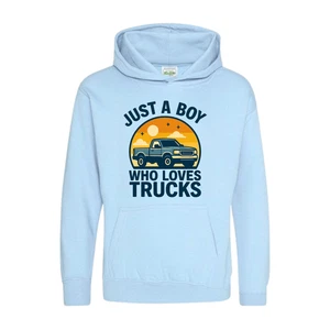 Just A Boy Who Loves Trucks Hoodie T-Shirt - lustiges Geschenk für junge Truck-Liebhaber - Bild 1 von 7