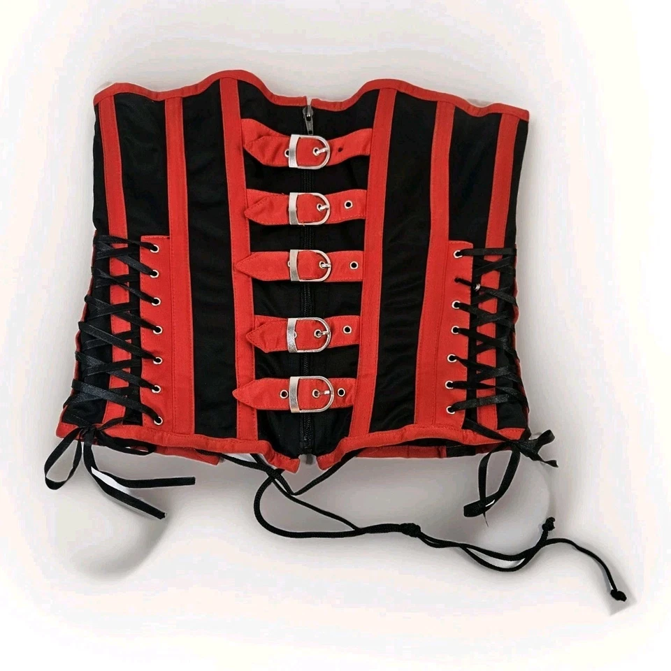 Corsé Gótico Hot Topic Hebilla Con Cordones Íntimo Rojo Negro Corsé Medium Juegos con disfraces Foto 1 de 4