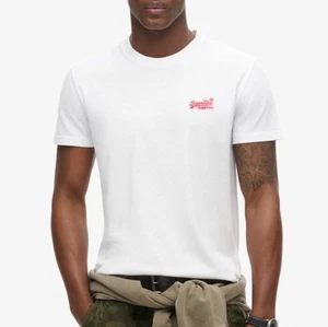 Superdry Organic Cotton Men's White Tee with Orange Accents Size XS - Picture 1 of 6