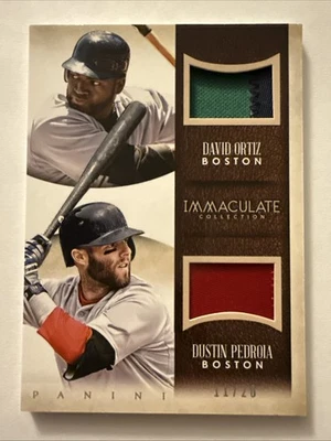 David Ortiz Dustin Pedroia 2014 Panini Immaculate двойная игровая б/у нашивка No11/20 Sp - Изображение 1 из 4