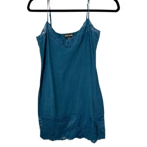 Camisola Wet Seal Vintage Años 90 Borde de Encaje Azul Talla Mediana - Imagen 1 de 4