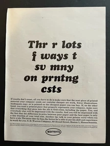 Vtg 1963 AD Warren's Company Boston, Letterpress, Printing Papers, Lithography - Picture 1 of 3