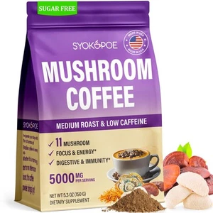 Mushroom Coffee Organic, 11 Mushrooms + 8 Adaptogenic Herb Mushroom Coffee fo... - Picture 1 of 7