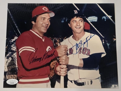 CARL YASTRZEMSKI & JOHNNY BENCH Signed 8x10 Photo-HALL OF FAME-JSA - Image 1 of 4