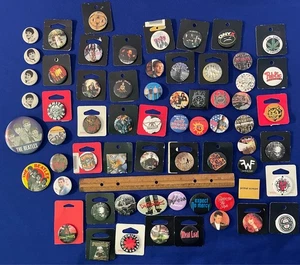 LOT- (64) VTG 90s Music/Bands PINBACK/PIN/BUTTON/BADGE OFFICIAL Rock/Rap/Metal - Picture 1 of 1
