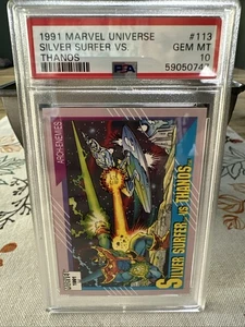 1991 Impel Marvel Universe SILVER SURFER vs THANOS #113 PSA 10 GEM - Picture 1 of 2