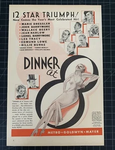 Rare Authentic 1933 “Dinner At Eight” Film Print Ad - Jean Harlow - John - Picture 1 of 6