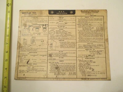 Buick Eight 1950 Serie 40 50 Coche Automóvil Sistema de Afinación Cableado Gráfico Diagrama Foto 1 de 2