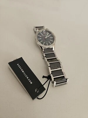 Karen Millen Relógio Preto Clássico de Cerâmica NÃO TESTADO SEM PAPELADA ou CAIXA NOVO COM ETIQUETAS NOS - Imagem 1 de 4