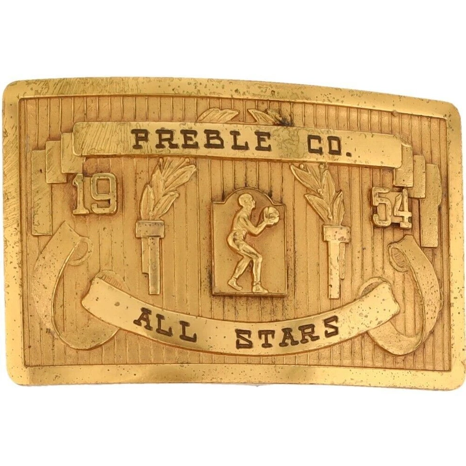 Antique New Preble County Eaton Ohio Basketball Trophy 50s NOS Vtg Belt Buckle - Image 1 of 4